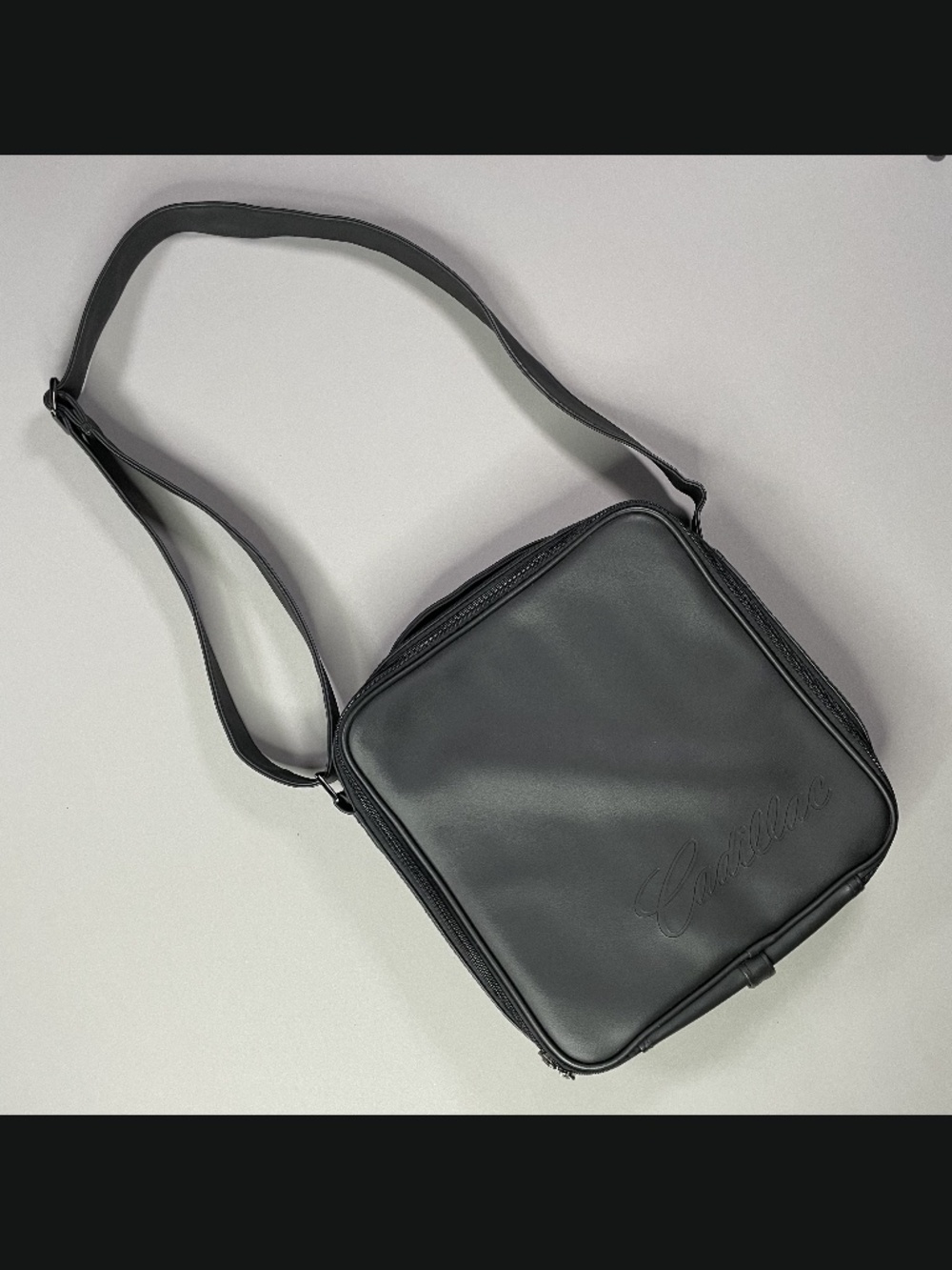 Cadillac Cross Body Bag black leather car storage case messenger